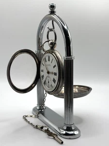 J. Cooper Sterling Silver Swing Out Double Bottom Key Wind Pocket Watch runs - Picture 1 of 22