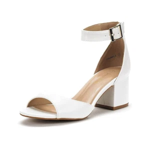 Women Low Block Chunky Pumps Shoes Open Toe Dress Heel Sandals Shoes - Picture 1 of 32