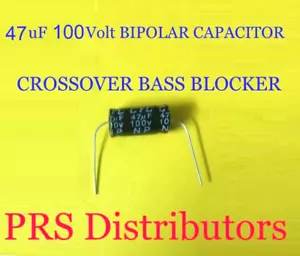 CONDENSATORE BIPOLARE 47 uF 100V BASSO BLOCCO ALTOPARLANTE TWEETER CROSSOVER 47uF 47mF - Foto 1 di 2