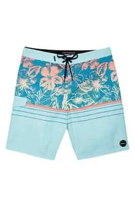 O'Neill Big Boys 26 Amigo Surf Board Shorts Blue Orange Yellow Hawaiian Print - Picture 1 of 3