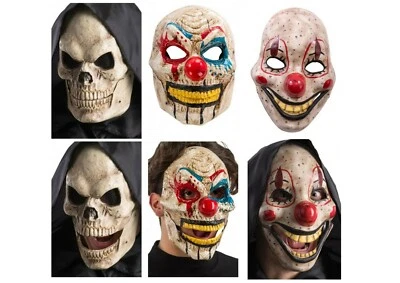 Erwachsene Moving Mund Totenkopf Clown Maske Scary Horror Halloween Kostüm Reden - Bild 1 von 2