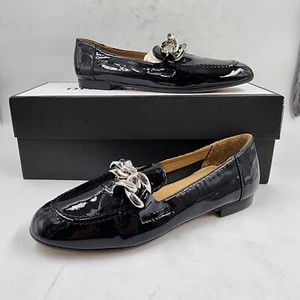 DONALD PLINER Balton Round Toe Loafers Women's 6 Black Slip On Hardware Accent - Picture 1 of 13
