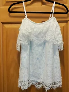 No Boundaries white off the shoulder lace blouse sz m (7-9) - Bild 1 von 4