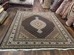 Fine Black Genuine Hand Knotted Mahi Tabrizz Area Rug Carpet 8’2”x10’1”,#117 - Picture 1 of 12