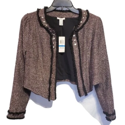 Blazer Bar III Talla XL Frente Abierto Negro Rosa Forrado Nuevo con Etiquetas $79 Recortado Foto 1 de 2