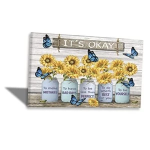 Inspiring Wall Art Sunflower Canvas Wall Art Sunflower And Butterfly Art - Picture 1 of 7