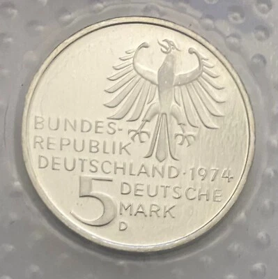 Commemorative 5 Mark Germany (1974-D: Immanuel Kant)  FROOF  - Image 1 of 2