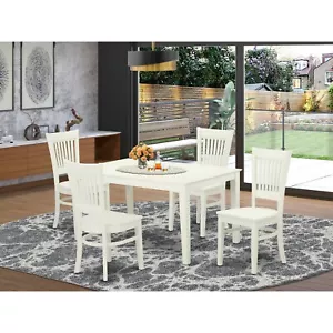 East West Furniture CAVA5-LWH-W 5-Piece dinette set-4 wooden chairs with Slatted - Picture 1 of 5