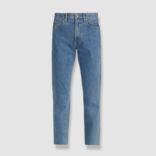 $269 SLVRLAKE Women's Blue High-Waisted Raw Hem Straight Jeans Pants Size 27