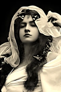 Maude Fealy Actress Mantilla Veil Hair Flowers Sepia Portrait Photo Poster Print - Picture 1 of 1