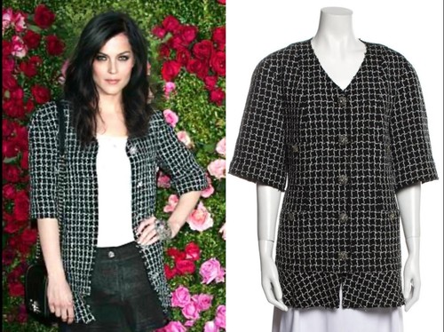 Giacca tweed nero Chanel 2012 38 40 42 6 8 10 cappotto top logo gripoix bottone M L