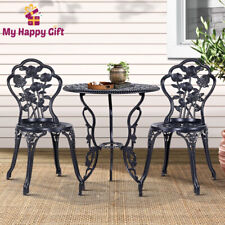Gardeon 3 Piece Outdoor Setting Chairs Table Bistro Set Cast Aluminum Patio Rose
