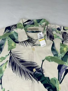 NWT Tommy Bahama Garden of Palm Short Sleeve Shirt Size Medium Coconut Cream M - Picture 1 of 9