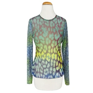 WEEKDAY Semi-Sheer Blouse Top M Multicolor Long Sleeve - Picture 1 of 3