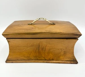Solid Wood Hinged Box w/Brass Art Nouveau Style Handle - Picture 1 of 23