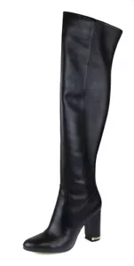 Michael Kors Women's Black Sabrina Leather Over The Knee Boot Shoes Ret $325 New - Picture 1 of 5