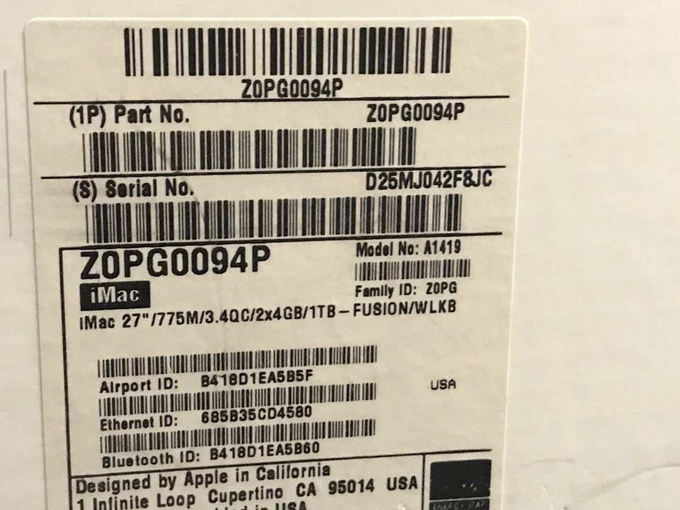 Apple iMac A1419 27 inch Desktop - ME089LL/A (September, 2013) - Image 1 of 1