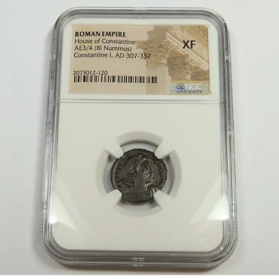 Moneda 307-337 AD NGC ANTIGUOS XF - IMPERIO ROMANO - BI Nummus Constantino I #52881A Foto 1 de 2