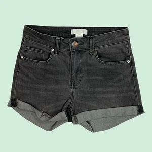 H&M Womens Denim Shorts 0 Crop Gray Wash Jean Rise Stretch Cut Off Booty 24x2 - Picture 1 of 11