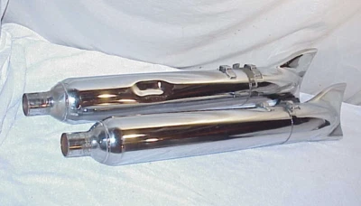 Silenciadores de turismo Harley Davidson Fishtail OEM #65538-07/65846-07... ¡MUY BONITOS! Foto 1 de 4