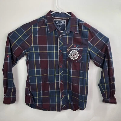 Guess Los Angeles Girls Size XL (20) Plaid Button Front Shirt Roll Tab Sleeves - Image 1 of 4