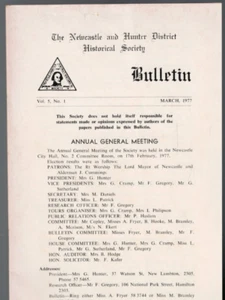 THE NEWCASTLE AND HUNTER DISTRICT HISTORIC SOCIETY, BOLETÍN, MARZO 1977 - Imagen 1 de 1
