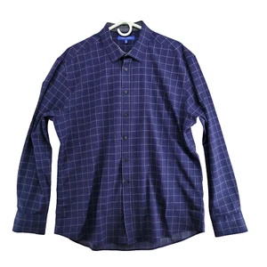 Vince Camuto Men's Size XL Blue Checked Performance Long Sleeve Casual Shirt - Picture 1 of 8