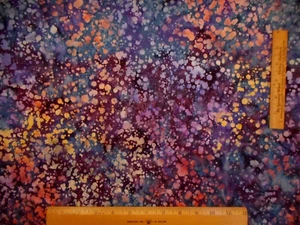 Batik Fabric 5/8 Yard Pink Cream on Purple Blue Hoffman Cotton Vtg #41 - Picture 1 of 2