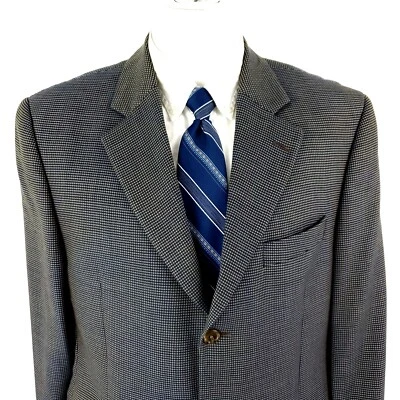 Jack Victor Lanzawood SPJ Wool 3 Button Sport Coat 42R Blue Tan Check - Image 1 of 4