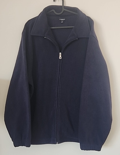 Burberry Golf Giacca Pile Blu Navy Manica Lunga Uomo Large