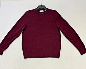 CALVIN KLEIN CK Men LS Sweater Classic Dark Red Roudn Neck Collar Sz L - Picture 1 of 5