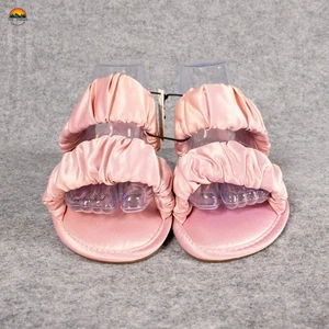 NWT World Market Slide Flat Sandals Pink Satin Dollcore Slip-On Women's US 10 - Picture 1 of 11