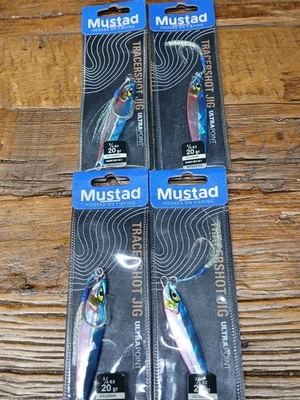 Lot of 4 Mustad TRACERSHOT JIGS 3/4oz. Jigging Spoons New MJIG07-BLP-20-1 - Image 1 of 4