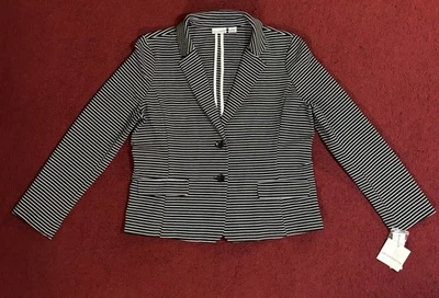 Blazer de oficina Liz Claiborne para mujer a rayas blanco y negro—talla XL Foto 1 de 4