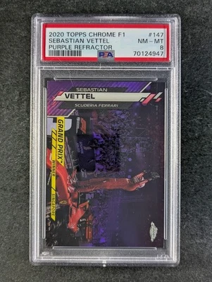 2020 Topps Chrome F1 SEBASTIAN VETTEL 342/399 Purple Refractor SP #147 PSA 8 - Image 1 of 4
