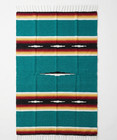 Mexican Blanket Vintage Style Teal Green Diamond Red Yellow Stripes Yoga Throw