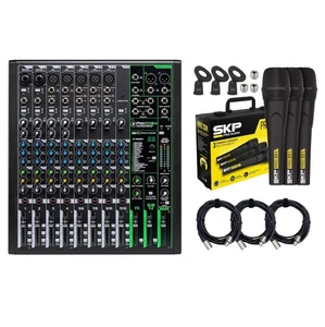 Mackie ProFX12v3 12-Channel Mixer with Effects + SKP 3-Pack Microphones & Cables - Picture 1 of 10