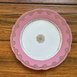 Rare Vintage Higgins & Seiter Austria Mauve Gold Trim 7 3/4” Bread Plate - Picture 1 of 11