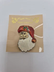 Weihnachtsmann Vintage Emaille Anstecknadel Weihnachten Urlaub Brosche - Bild 1 von 7