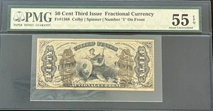 FR-1336 $0.50 Third Issue Fractional Currency  - PMG 55 EPQ SCARCE - Picture 1 of 2