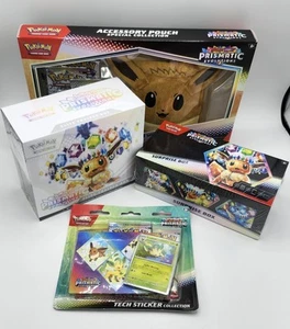 Pokemon Prismatic Evolutions ETB/Eevee Pouch/Surprise Box/Tech Sticker Sealed - Bild 1 von 16