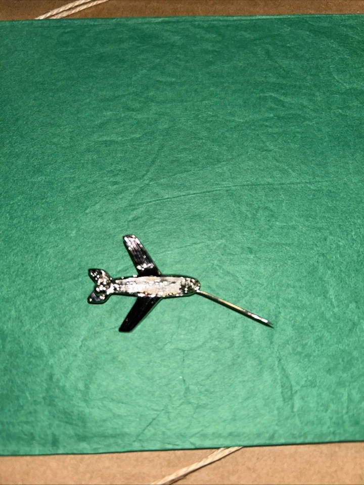 Broche/alfiler vintage de avión tono plata con cristales bisutería Foto 1 de 4