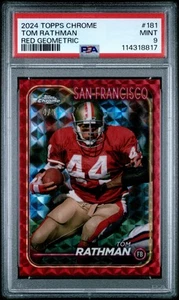 2024 Topps Chrome Tom Rathman #181 4/5 PSA 9 Red Geometric Color Match 49ers - Picture 1 of 2