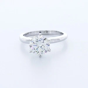 2.0CT AGI Natural Diamond H/SI1 Round Cut Platinum Prong Classic Engagement Ring - Picture 1 of 4