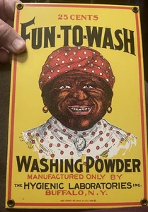 VTG Porcelain 25 Cents Fun -To- Wash Sign - Picture 1 of 3