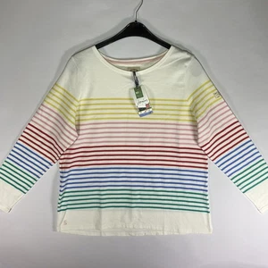 Joules Womens Top Harbour Rainbow Striped Long Sleeved Pullover Size 18 - Picture 1 of 16