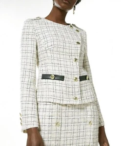 Karen Millen Boucle Military Button Jacket, UK Size 14 - Picture 1 of 8