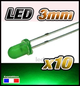260DV/10# LED 3mm grün Diffusor 10 Stück + Widerstand - Bild 1 von 1