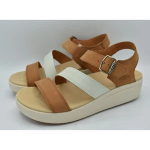 Keen Womens Size 11 Ellecity Natural Leather Backstrap Sandals Shoes - Picture 1 of 12