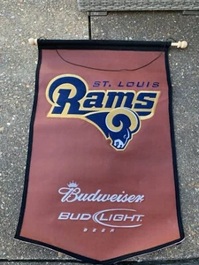 Vintage St. Louis Rams Budweiser Football NFL 24″x36 Winning Streak Wool Pennant - Picture 1 of 6